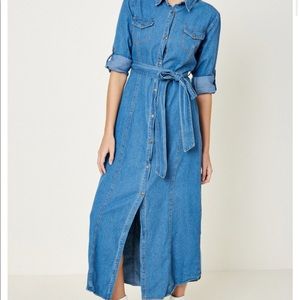 Denim maxi shirt dress